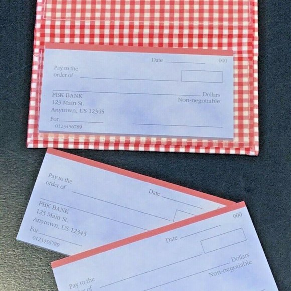 POTTERY BARN KIDS Red Checkered Play Checkbook NEW includes Box & 3 check books - Picture 3 of 7